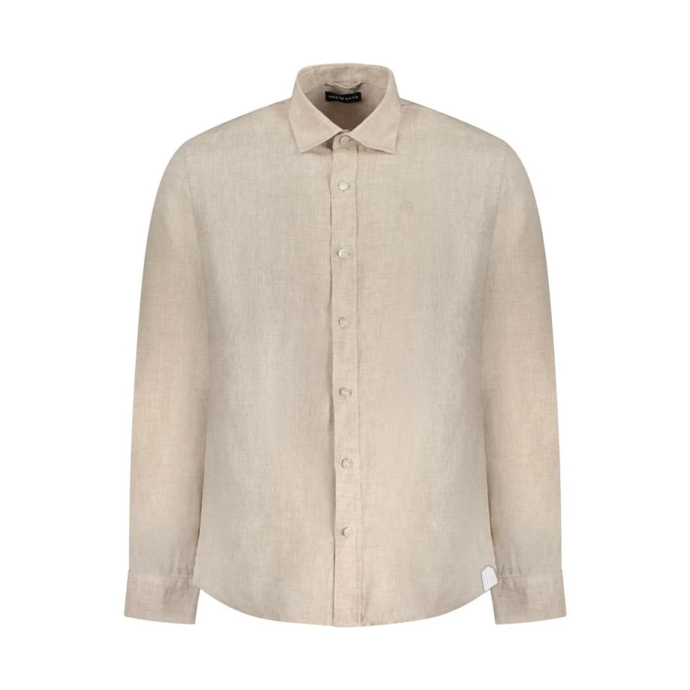 North Sails Men's Beige Linen Shirt With Italian Collar