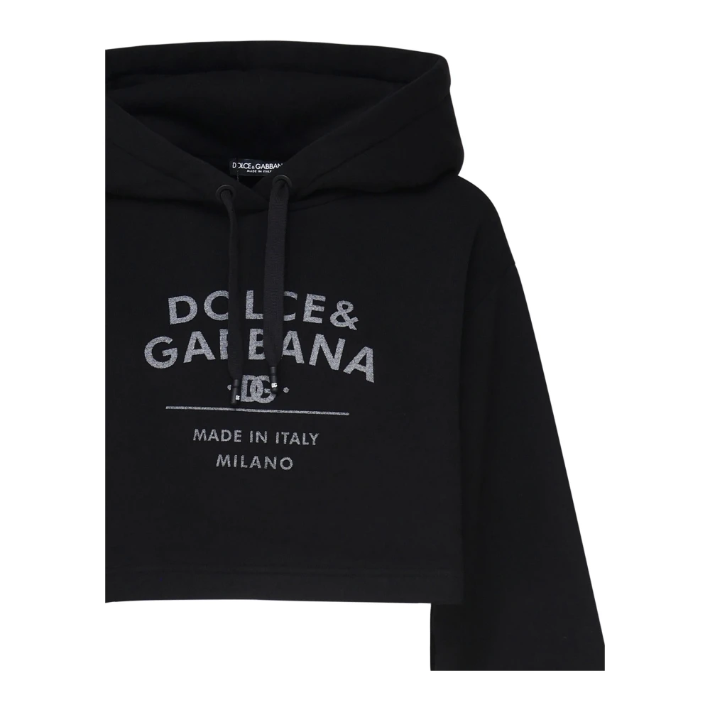Dolce & Gabbana Zwarte Katoenen Hoodie met Logo Black Dames