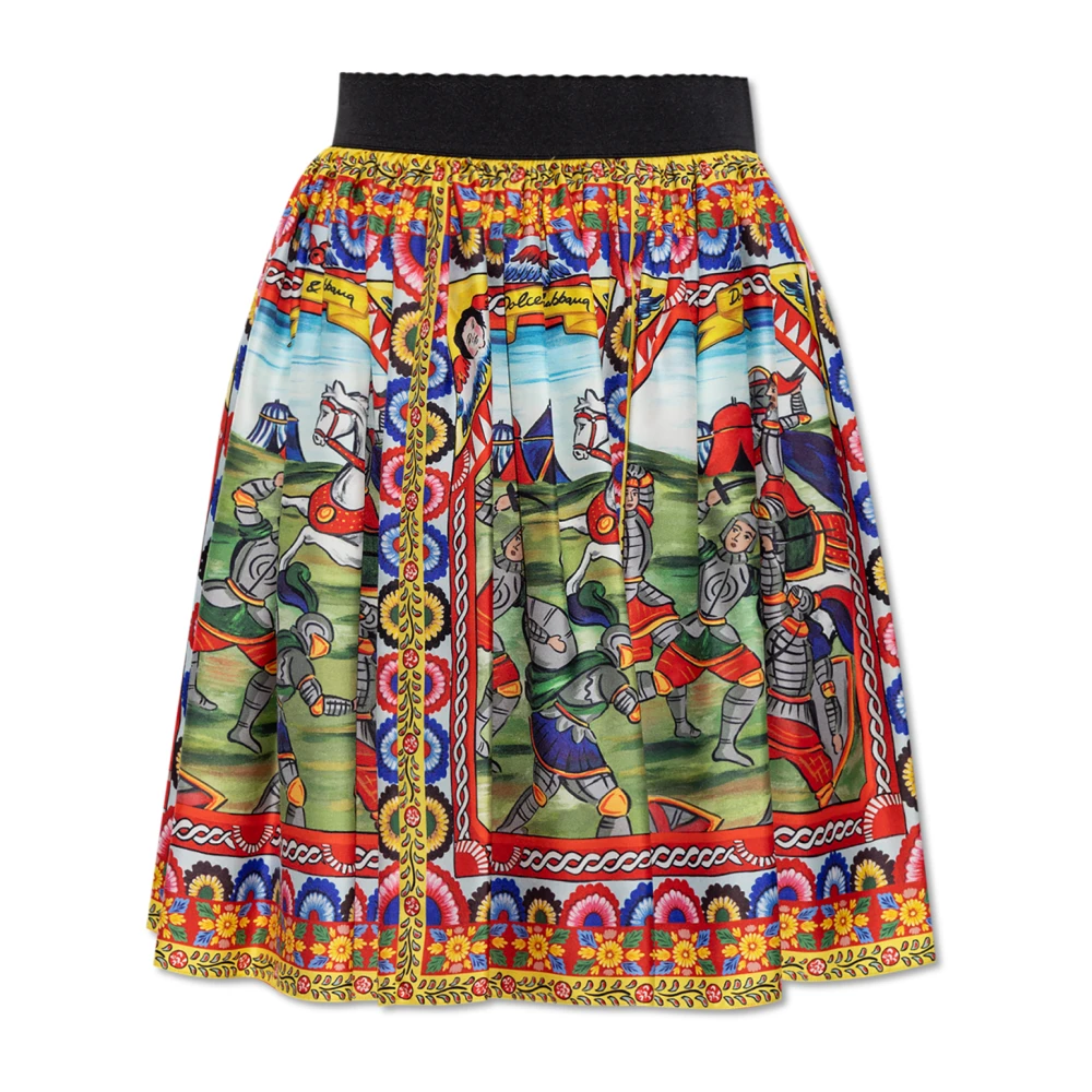 Dolce & Gabbana Zijden rok met Carretto-patroon Multicolor Dames
