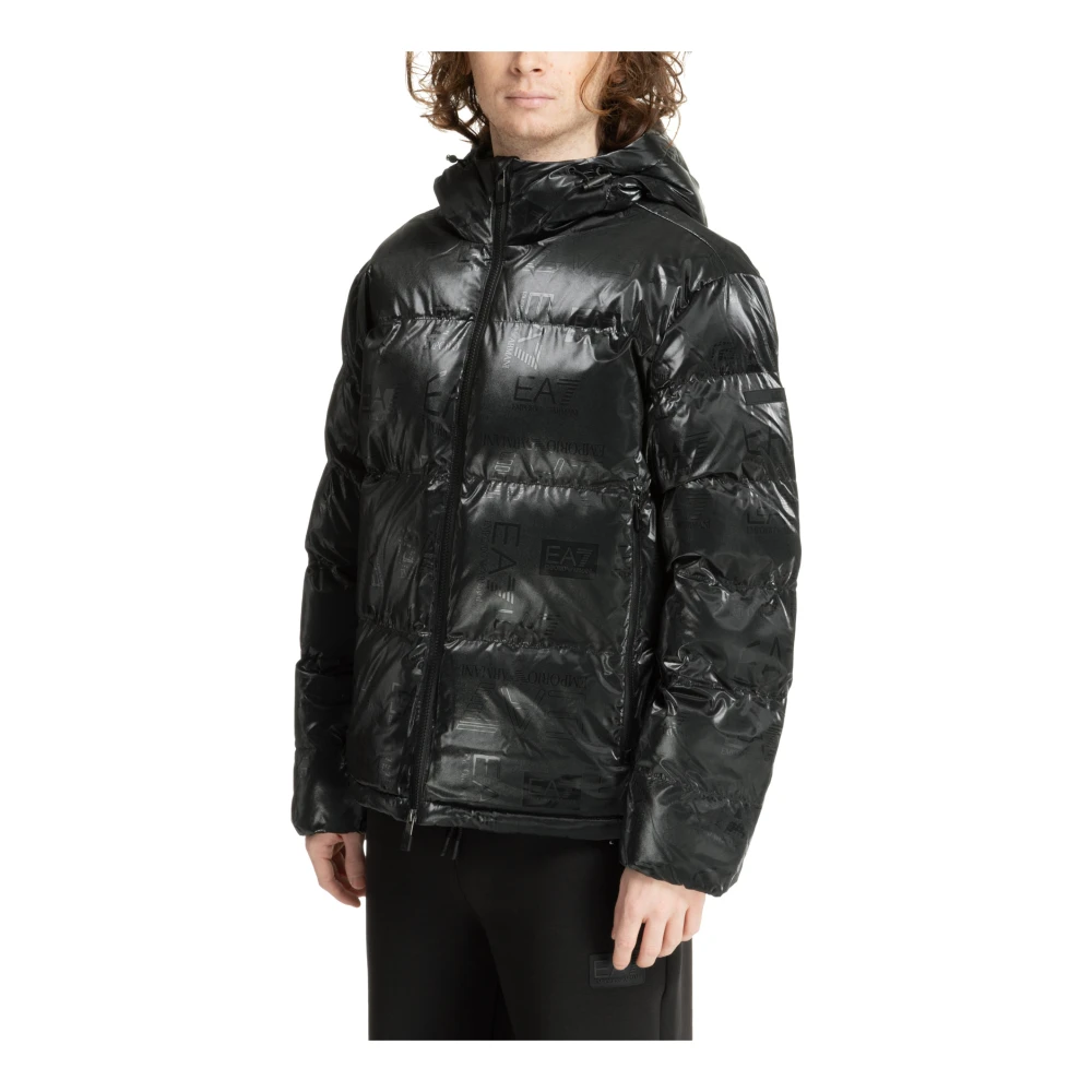 Emporio Armani EA7 Logo Snap-Zip Donsjas Black Heren