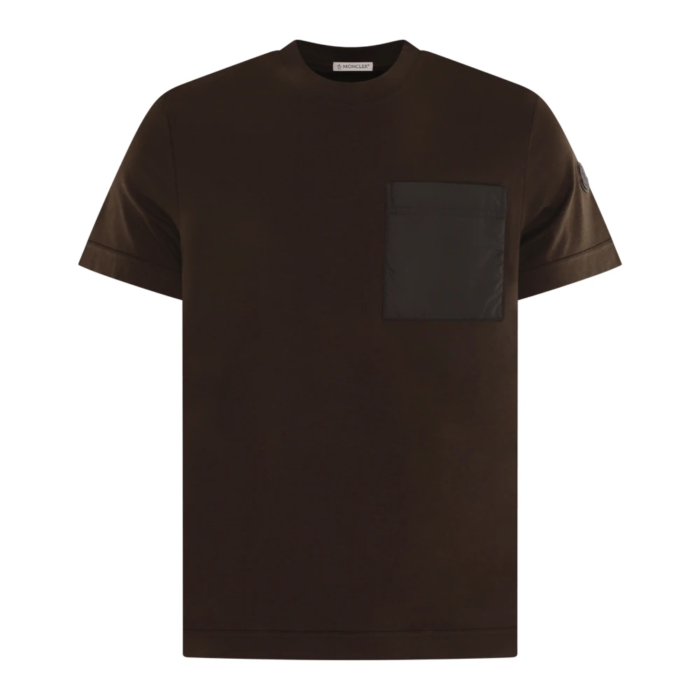 Moncler Mannelijk Bruin Tops Heren, M, Heren Korte Mouw T-Shirt