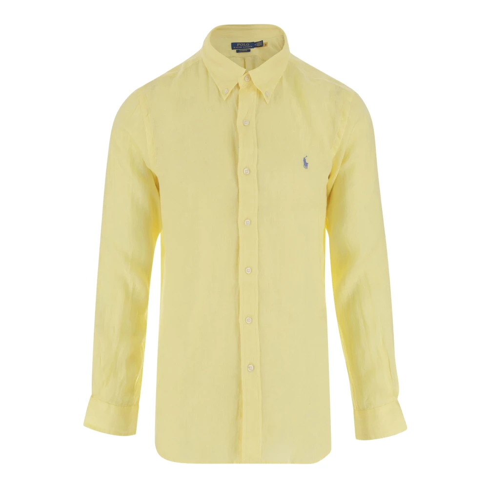 Polo Ralph Lauren Logo Linne Knapp-Down Skjorta Gul Yellow, Herr