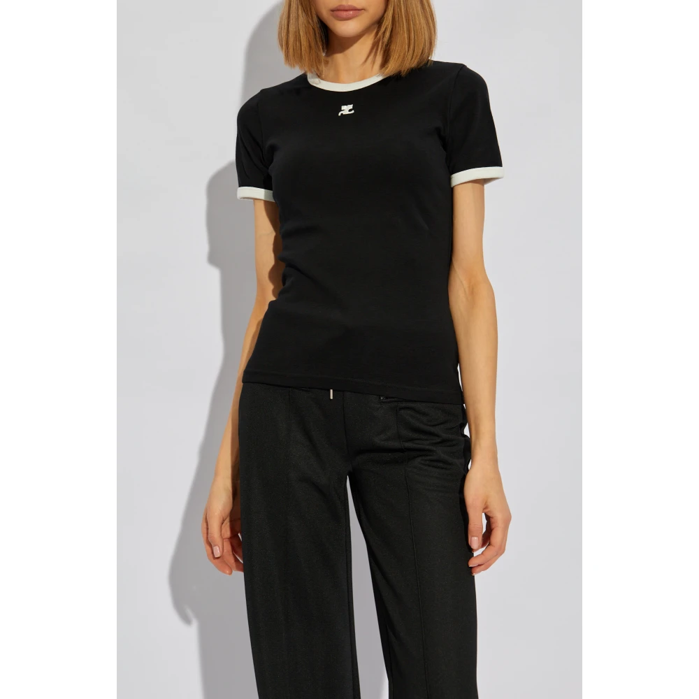 Courrèges Signature Contrast T-Shirt Black Dames