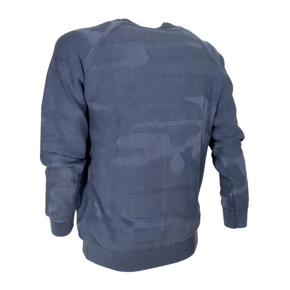 aeronautica militare Camouflage Katoen Jacquard Heren Trui Blauw Ma1500 Blue Heren