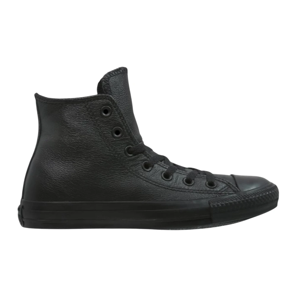 Converse Men's Black Leather Hi-Top Sneakers Rubber Sole