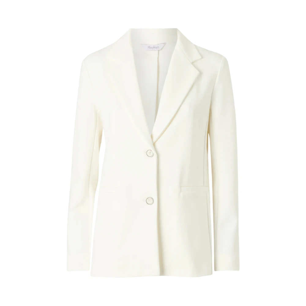 Max Mara Witte Blazer in Zacht Jersey Milano Steek White Dames