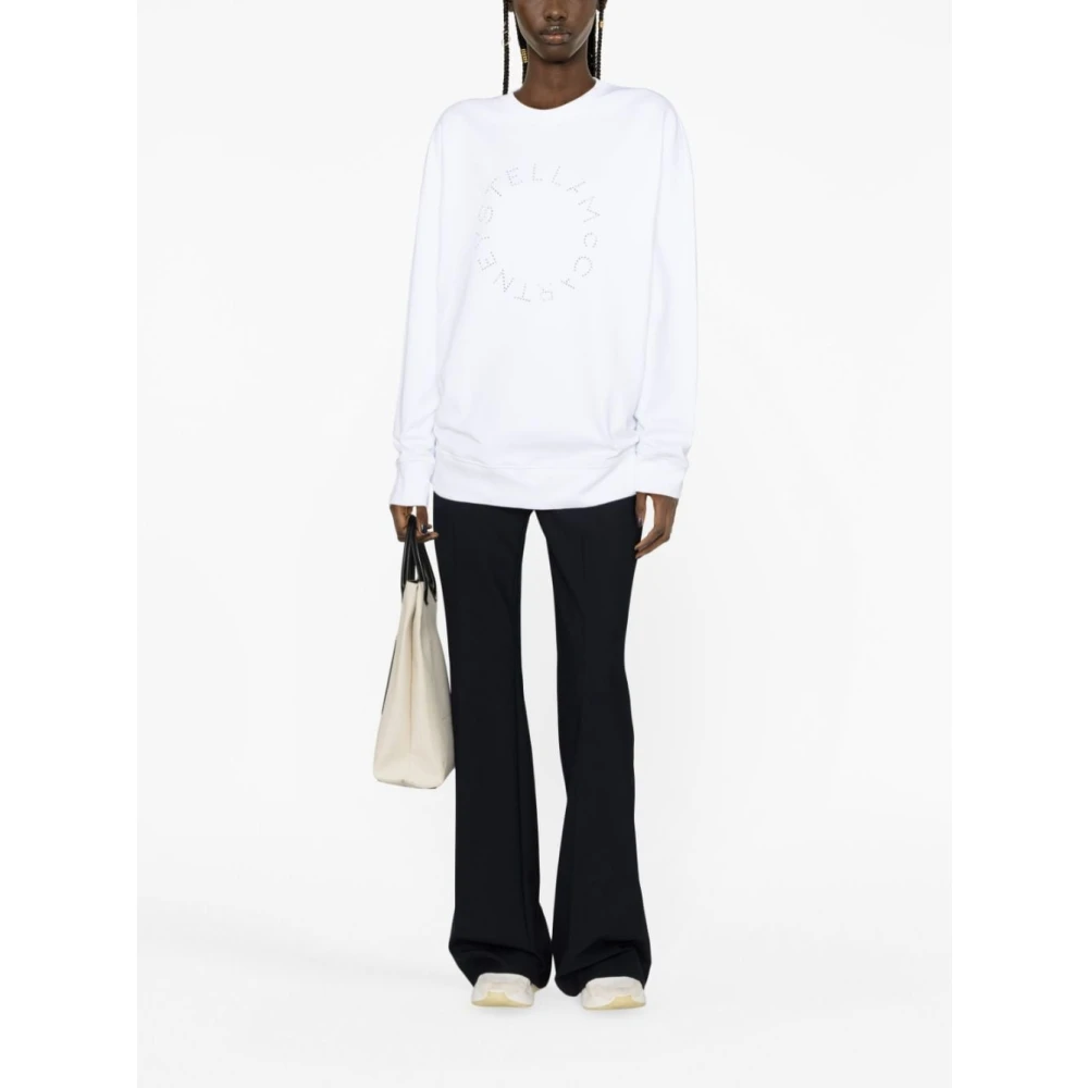 Stella Mccartney Puut Wit Rhinestone Logo Sweatshirt White Dames
