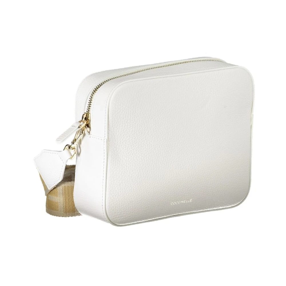 Coccinelle Witte Leren Schoudertas met Verstelbare Band White Dames