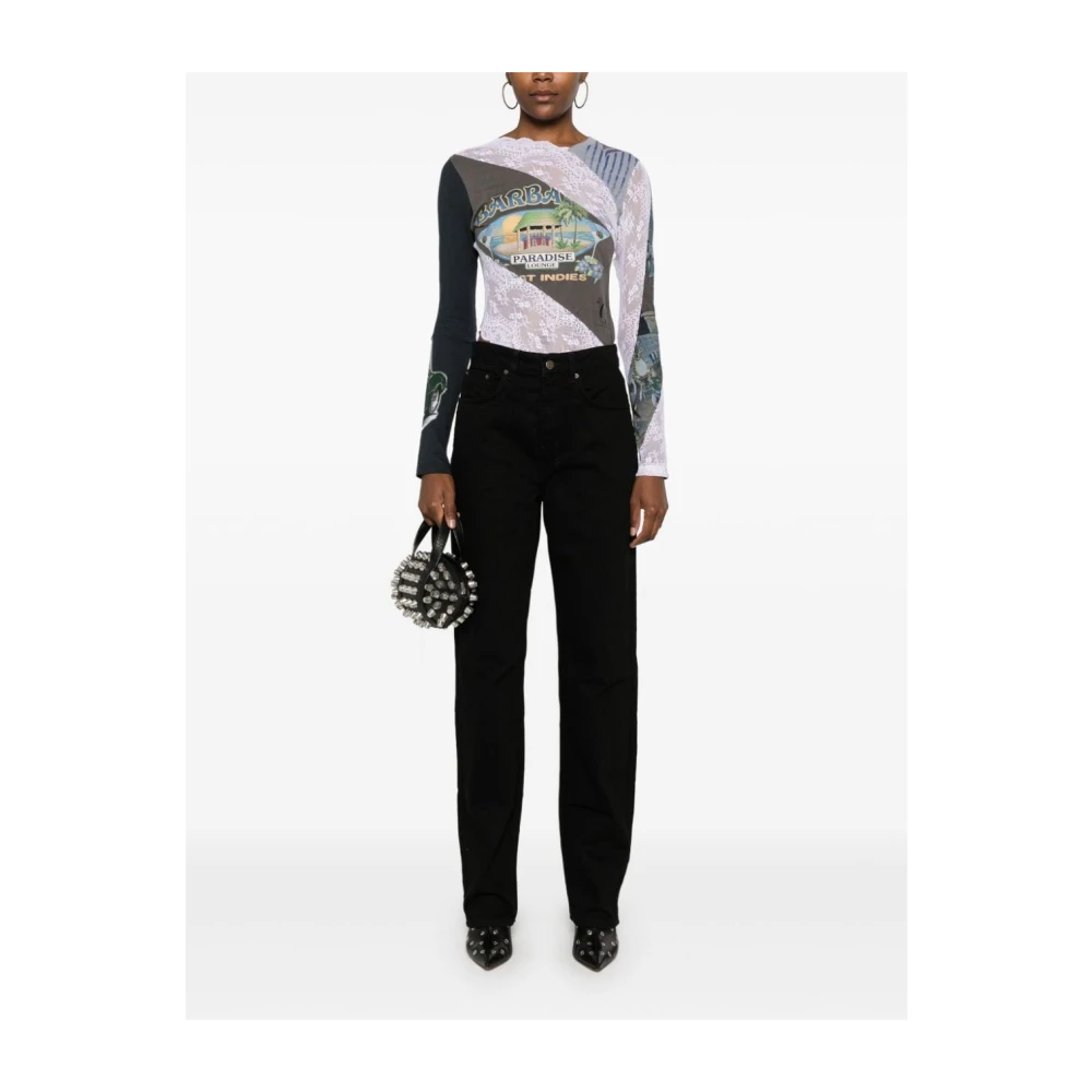 Ksubi Zwarte Denim Jeans Hoge Taille Rechte Pijp Black Dames
