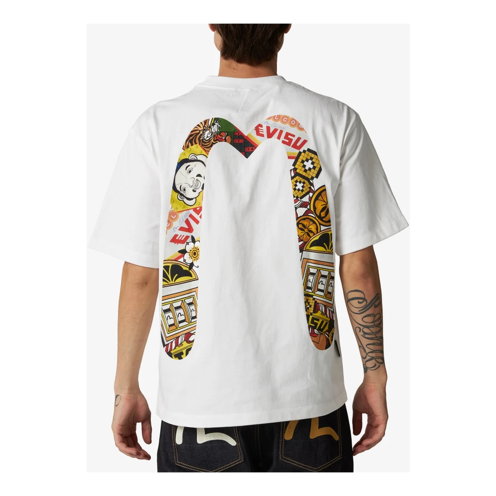 Evisu Wit Katoen Regular Fit T-Shirt White Heren