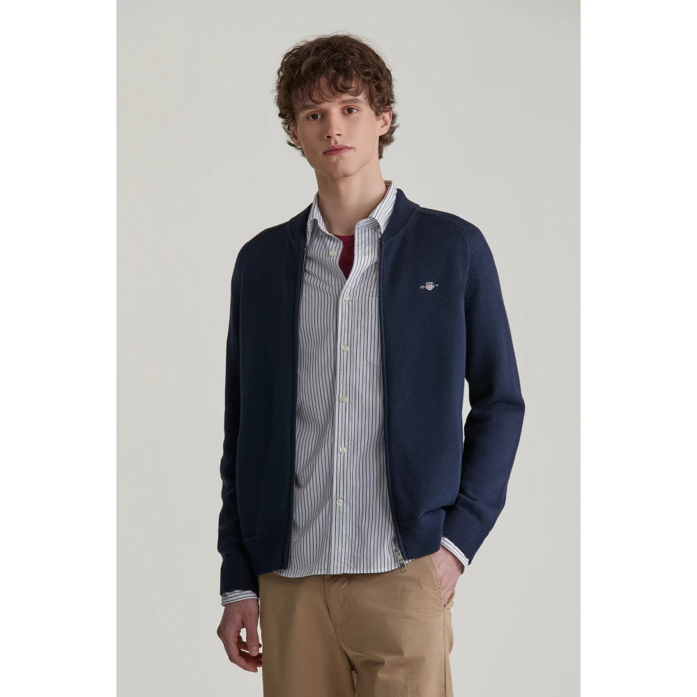Gant Casual Katoenen Bomberstijl Vest Blue Heren