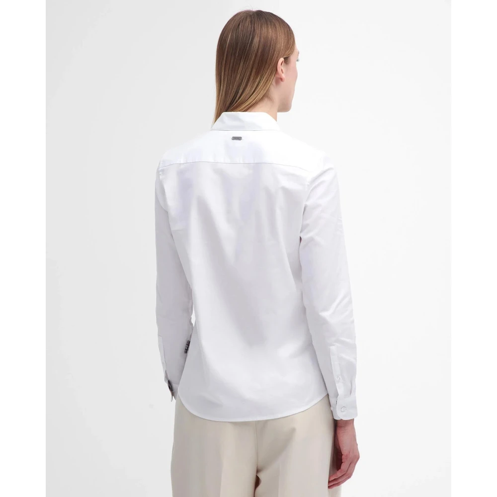 Barbour Elegante Oxford Katoenen Overhemd met Vrouwelijke Details White Dames