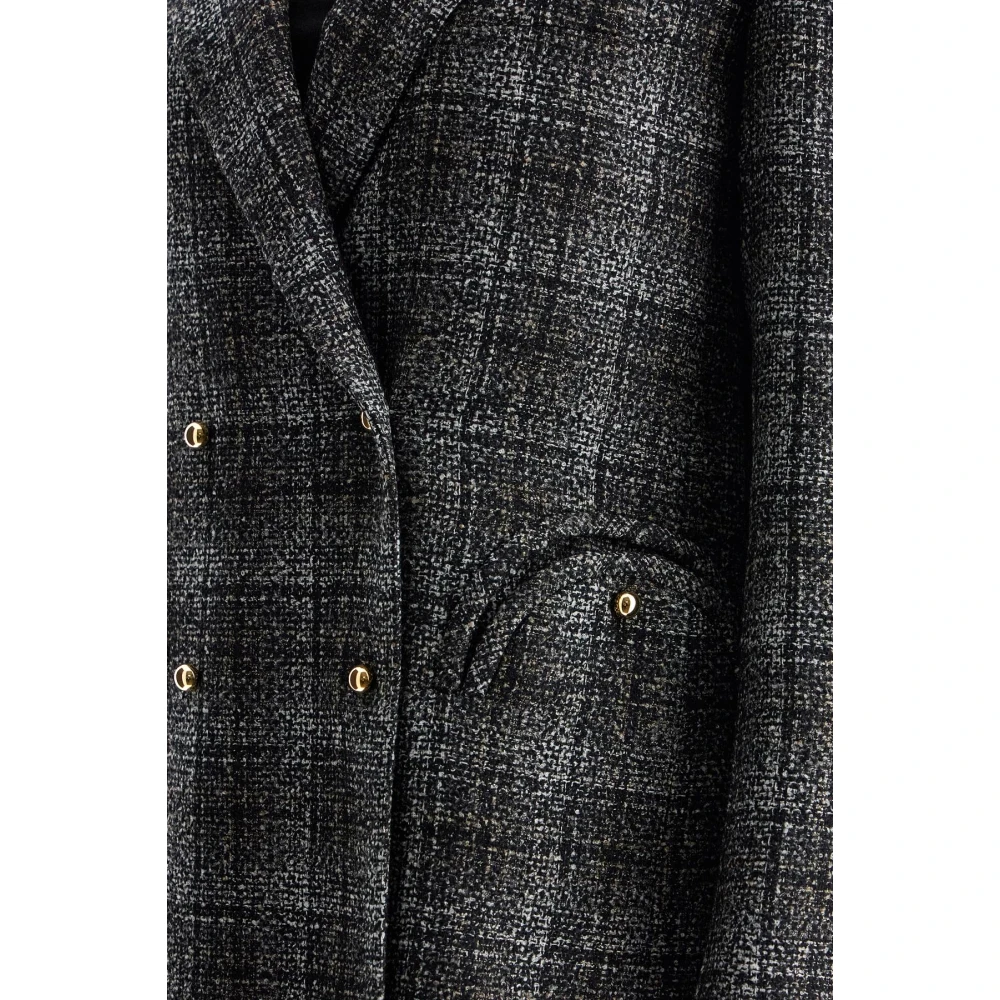 Blazé Milano Geruite wollen blazer met Smiley-zakken Gray Dames