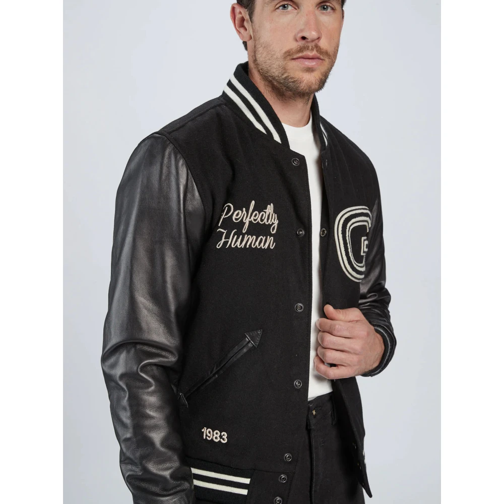 Gabba Zwarte varsity jack van wolblend met leren mouwen Black Heren