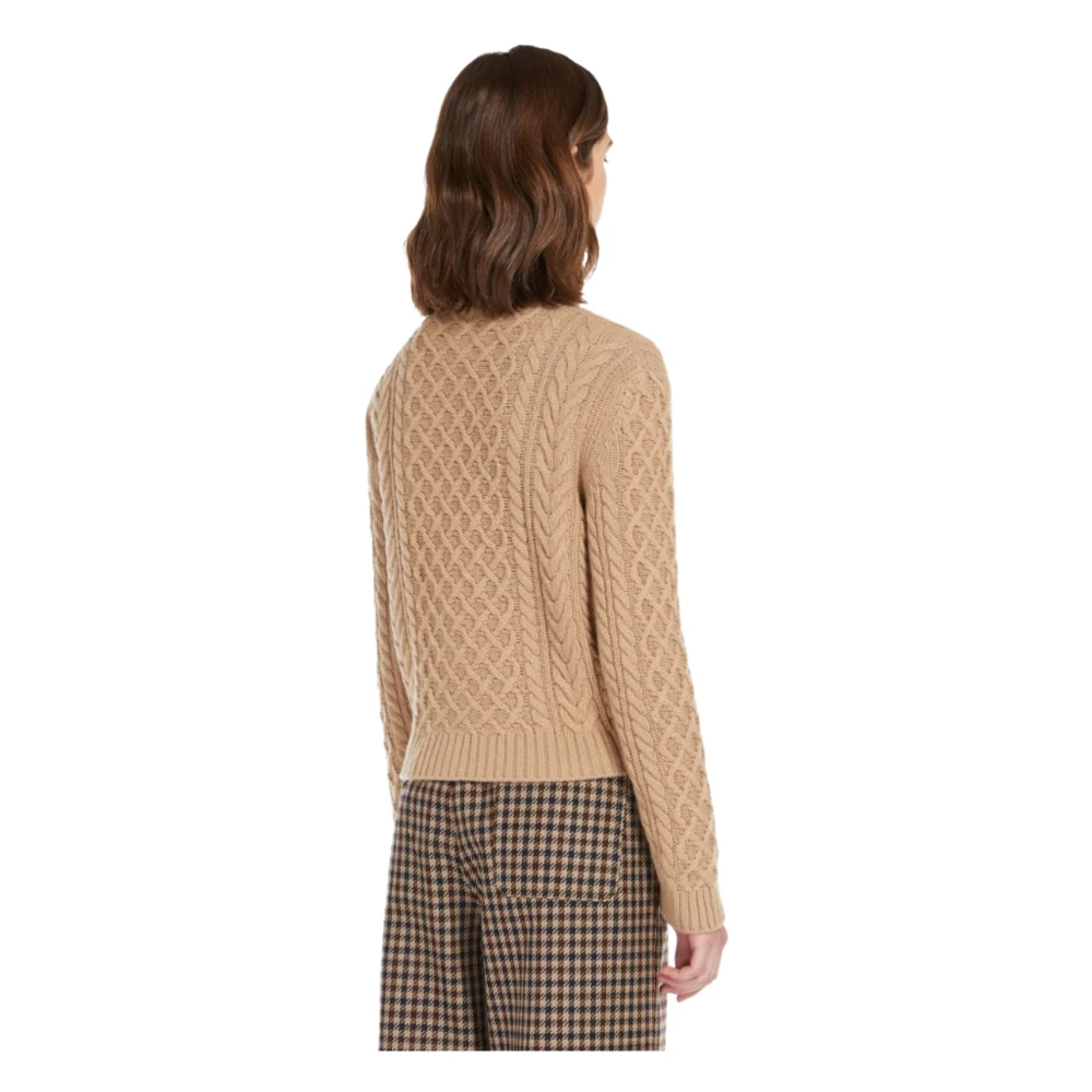 Max Mara Weekend Beige Kabelgebreide Cardigan Sweater Beige Dames