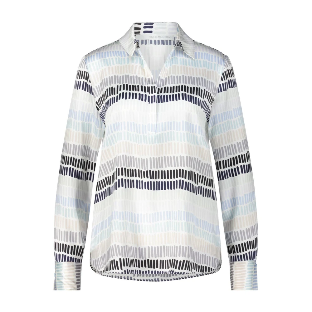 Herzen's Angelegenheit Zijden Patroon Blouse Elegante Stijl White Dames