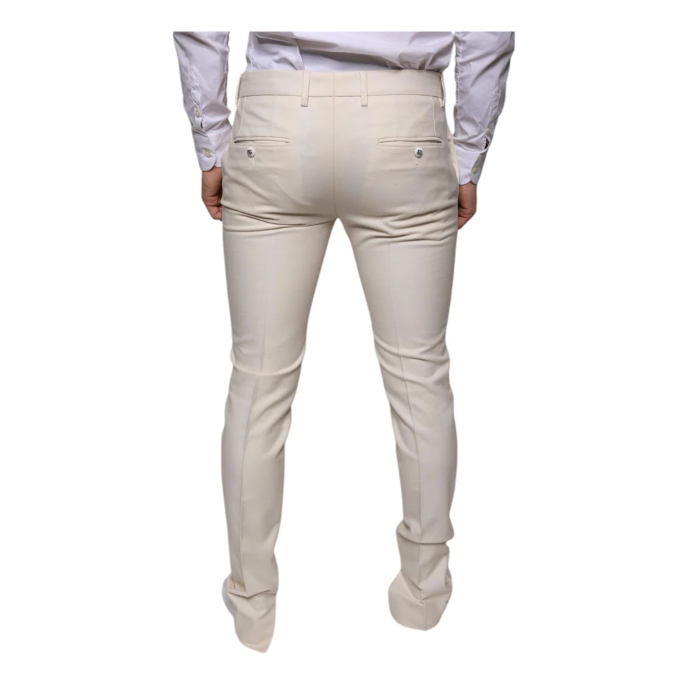 Dolce & Gabbana Skinny Chino Broek met Logo Details White Heren