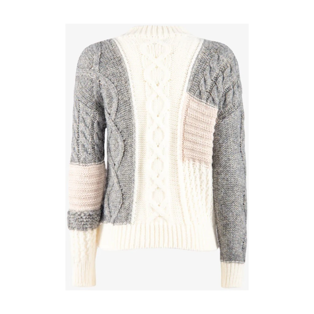 Nenette Gestructureerde Crewneck Sweater Mix Beige Dames