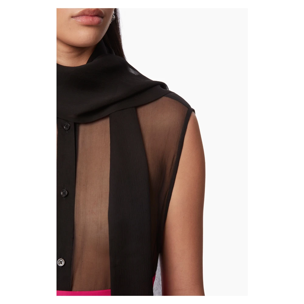 Nina Ricci Zwarte Mouwloze Strik Shirt Black Dames