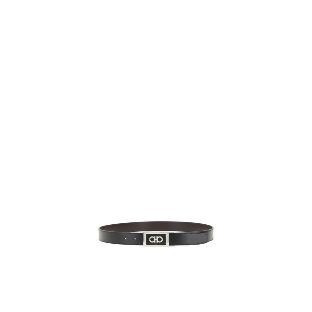 Salvatore Ferragamo Omkeerbare Gancio Gesp Leren Riem Black Heren