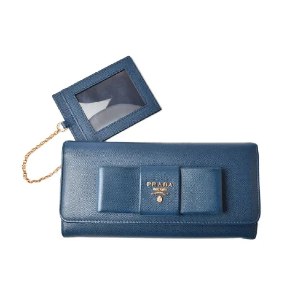 Prada Vintage Pre-owned Leather wallets Blue Dames