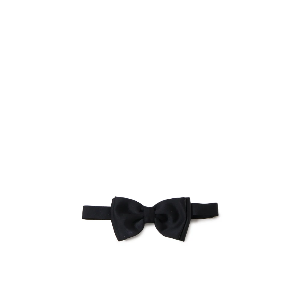 Lardini Zwarte Satijnen Oversized Strik Black Heren