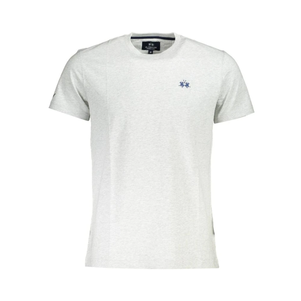 La Martina Men's Gray T-Shirts,, Elegant Embroidered Cotton T-Shirt 3XL