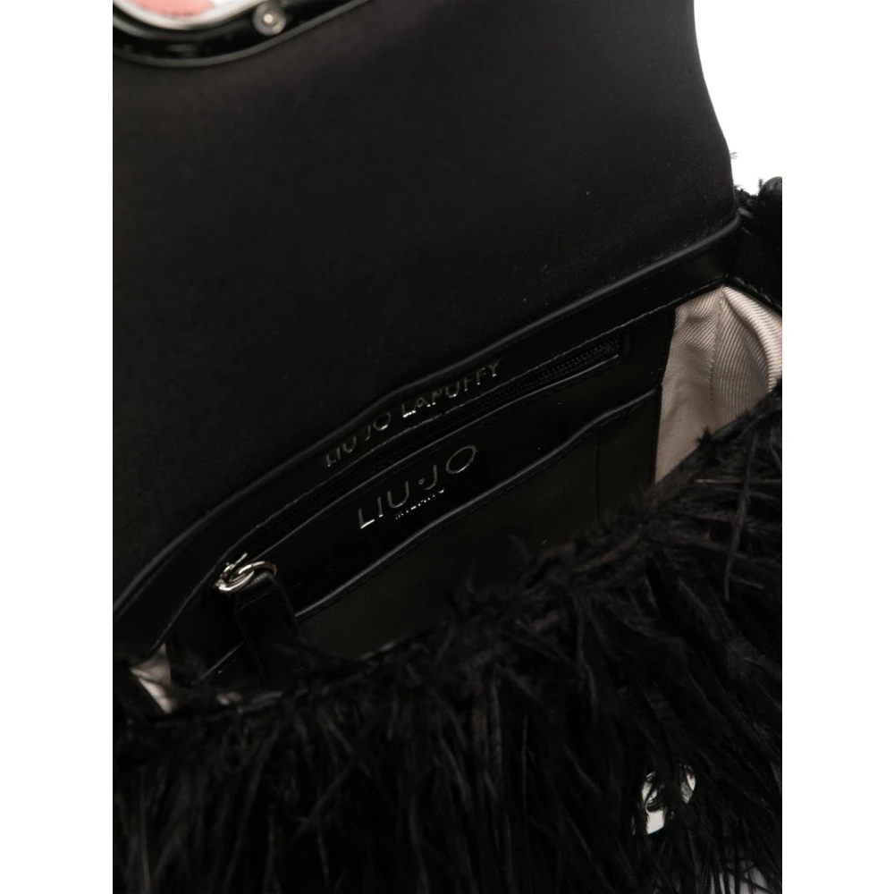 Liu Jo Zwarte Foldover Ketting-Link Schoudertas Black Dames