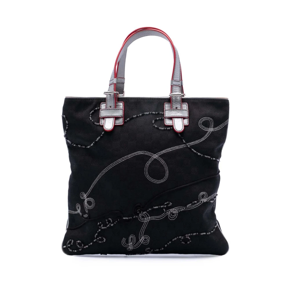 Loewe Pre-Owned Women's Black Pre-Owned Vintage Tote Bag With Embroidered Detail