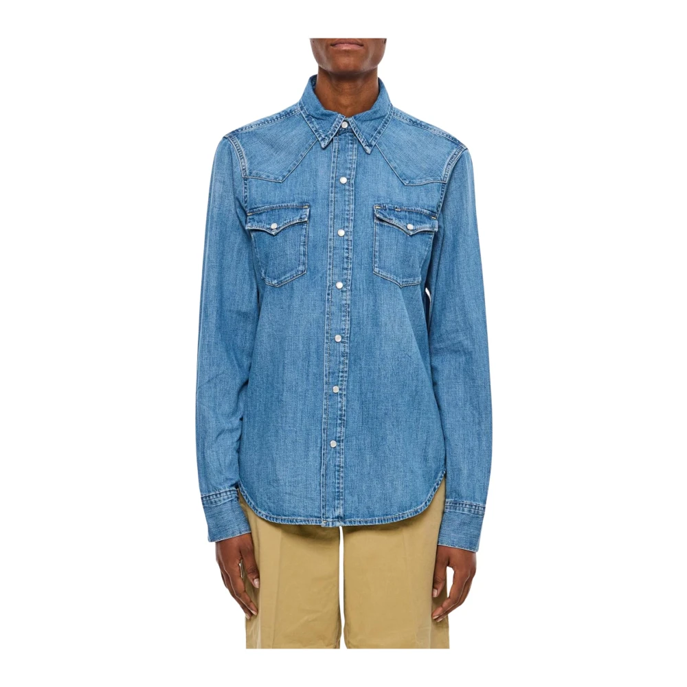 Polo Ralph Lauren Kvinno Blå Blusar & Skjortor Dam, Xs, Denim, Denim Western Skjorta