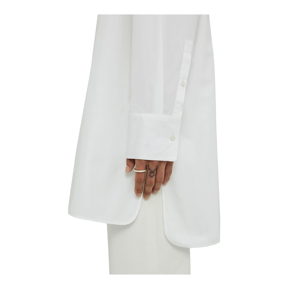 Jil Sander Katoenen Poplin Langarm Monogram Shirt White Heren