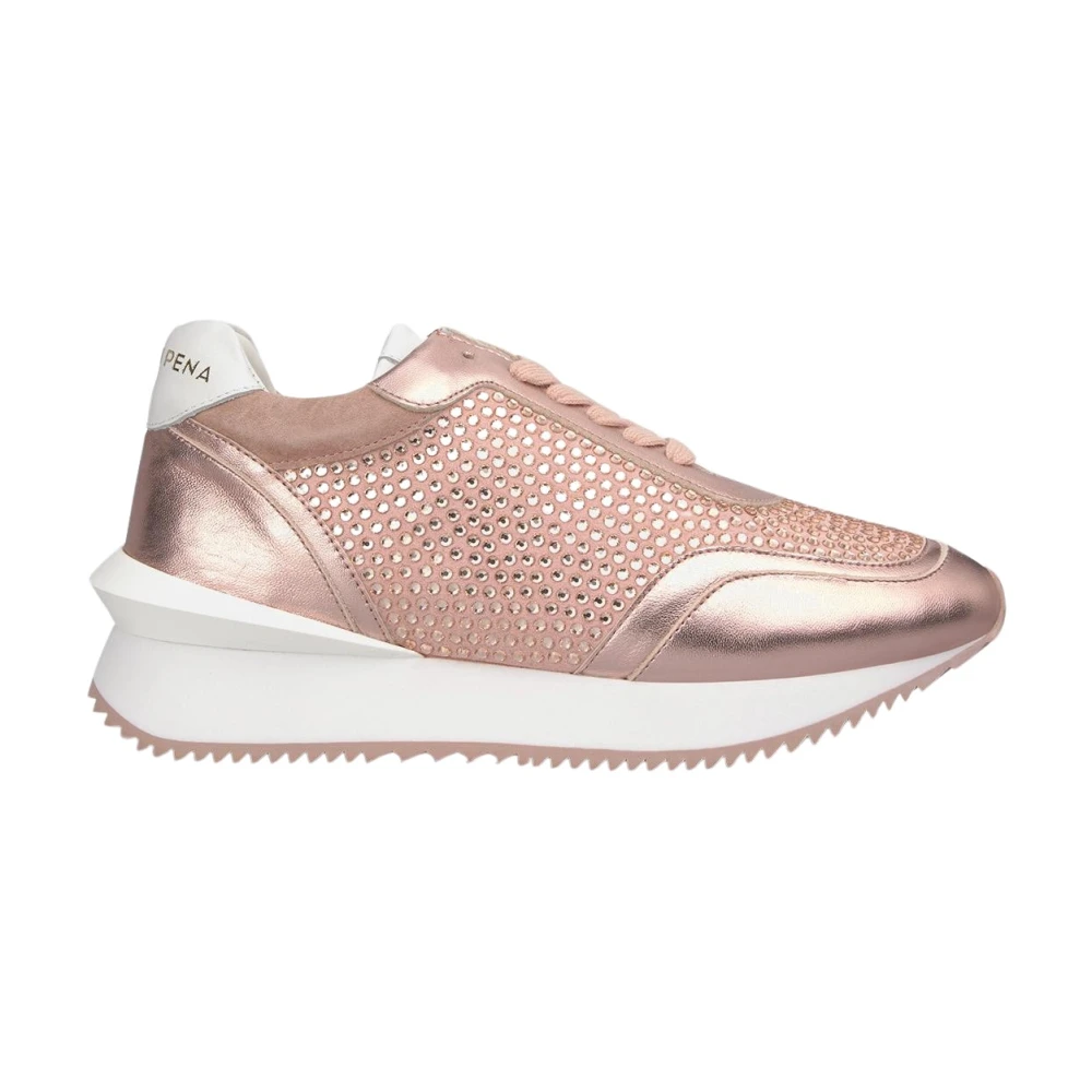 Skinnende lær platform sneakers