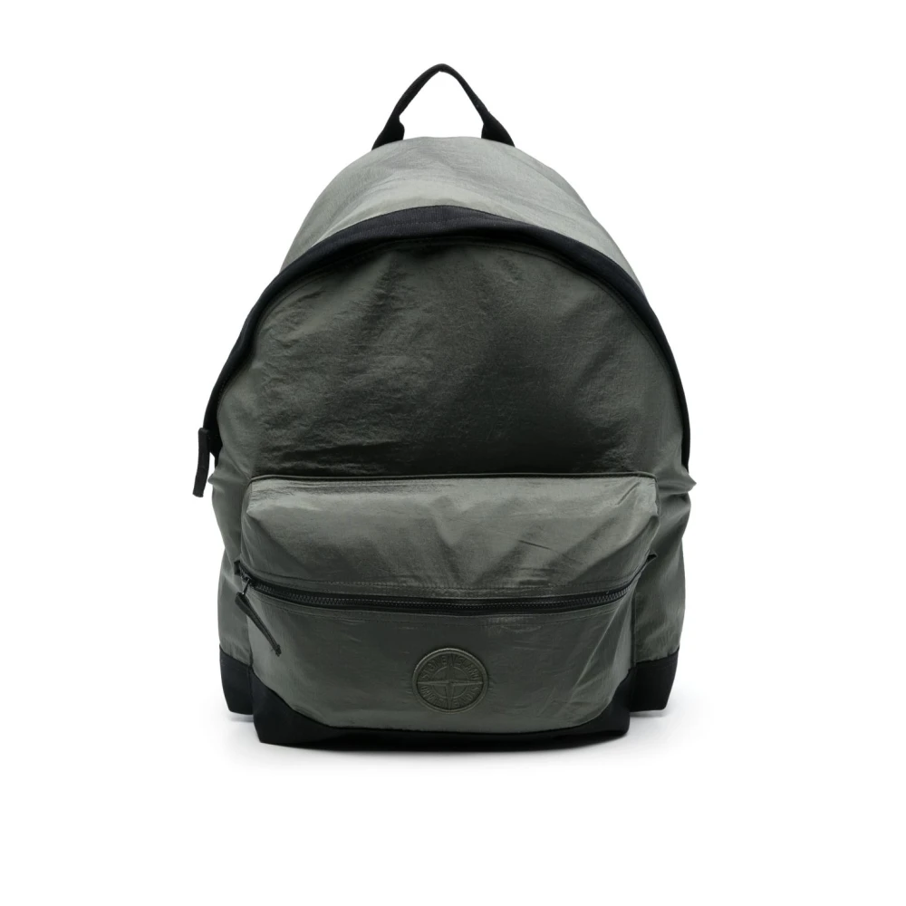 Stone Island Men's Green Backpack With Front Zip Pocket