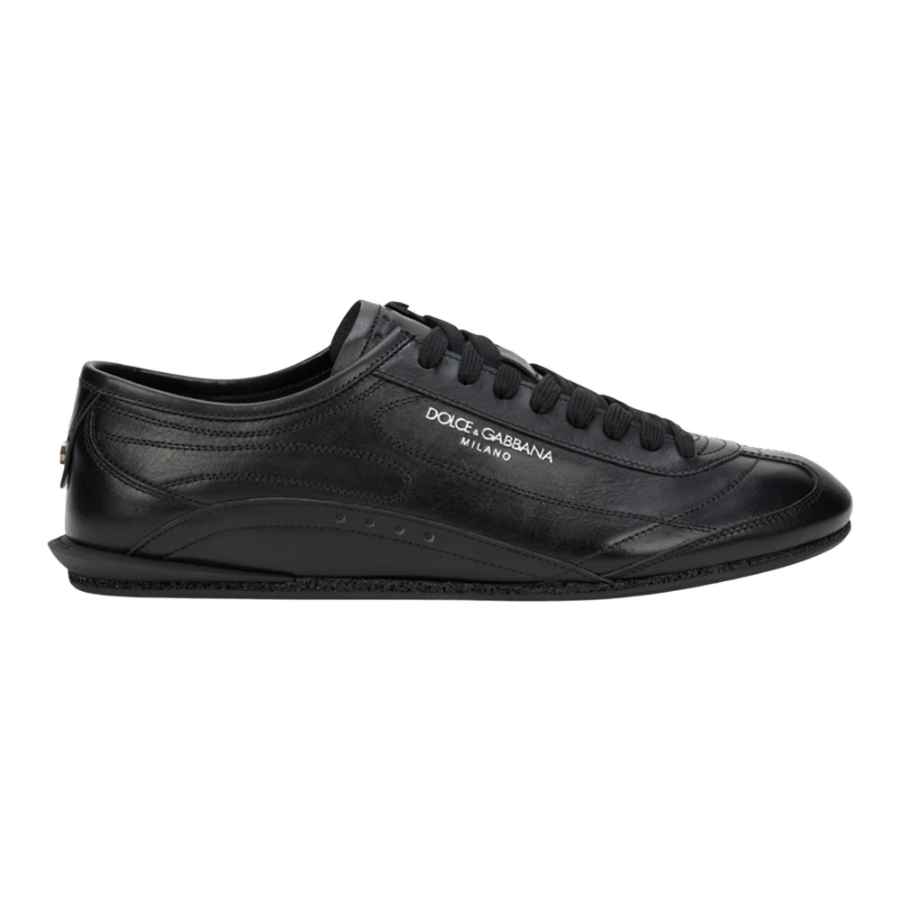 Dolce & Gabbana Black Calf Leather Bos Taurus Low Top Sneakers - EU43.5/US10.5 - Image 2