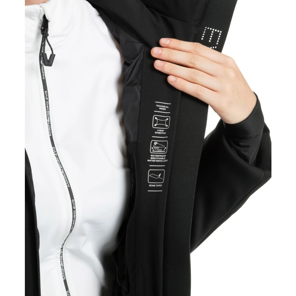 Emporio Armani EA7 7 Ski Jas met Capuchon en Logo Black Dames
