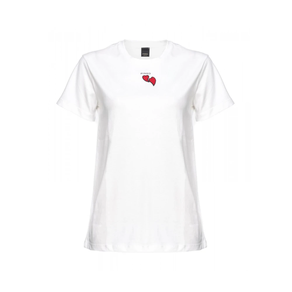 pinko Geborduurd Hart Logo T-shirt White Dames