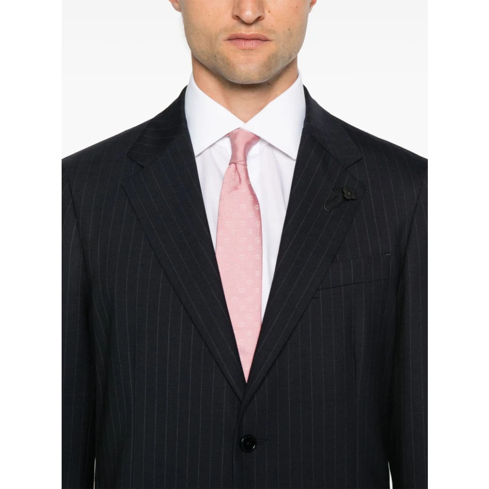 Lardini Blauw Pinstripe Blazer en Broek Set Blue Heren