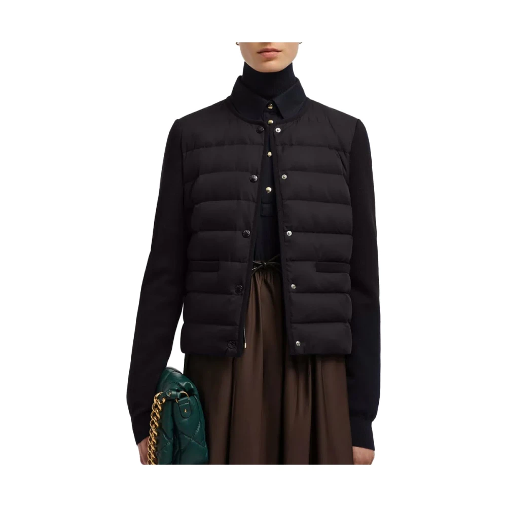Moncler Gewatteerde Cardigan met Merinowol Black Dames