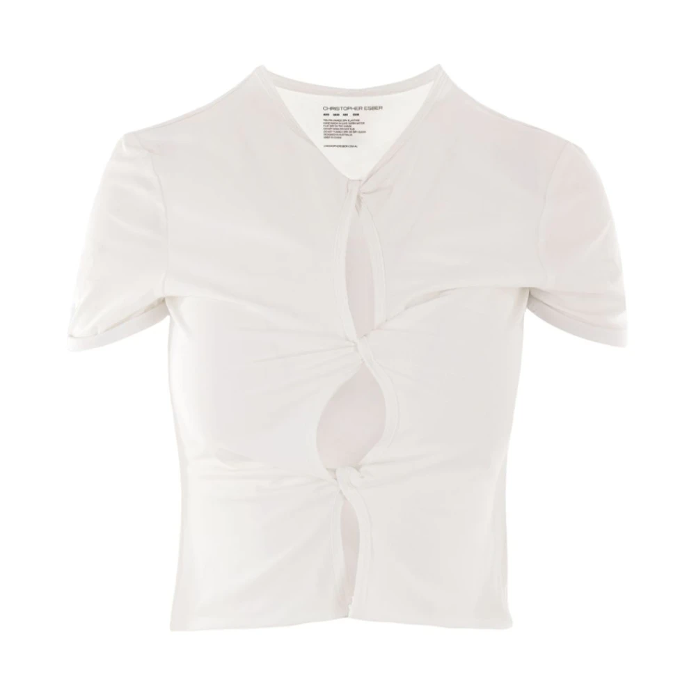 Christopher Esber Witte Cropped Top met Voorste Knoop White Dames