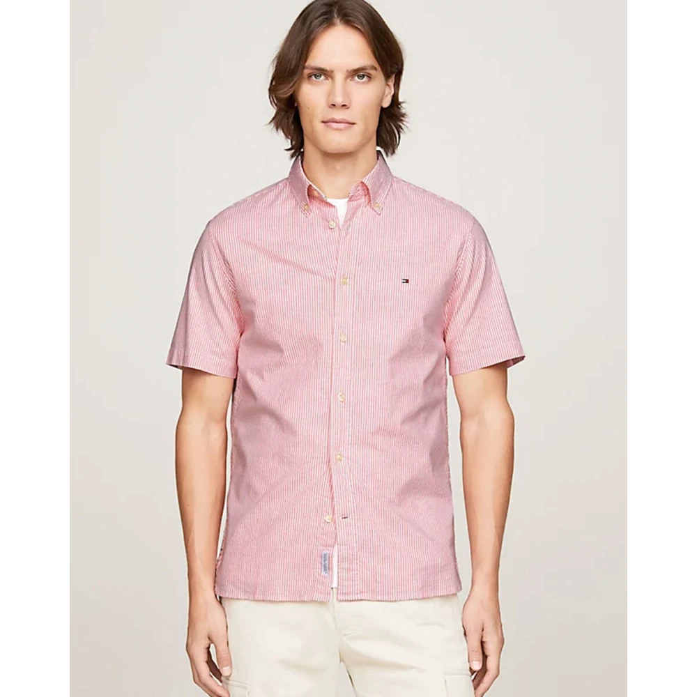 Tommy Hilfiger Flex Oxford Gestreept Overhemd Pink Heren