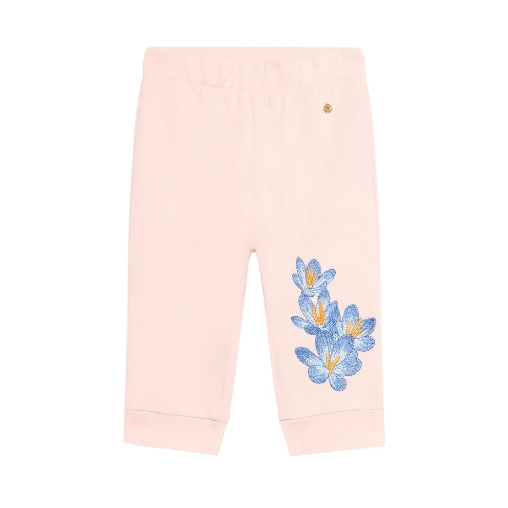 Roberto Cavalli Pink Floral Embroidered Pastel Trousers - Female - Sweatpants - 12 M - Kids