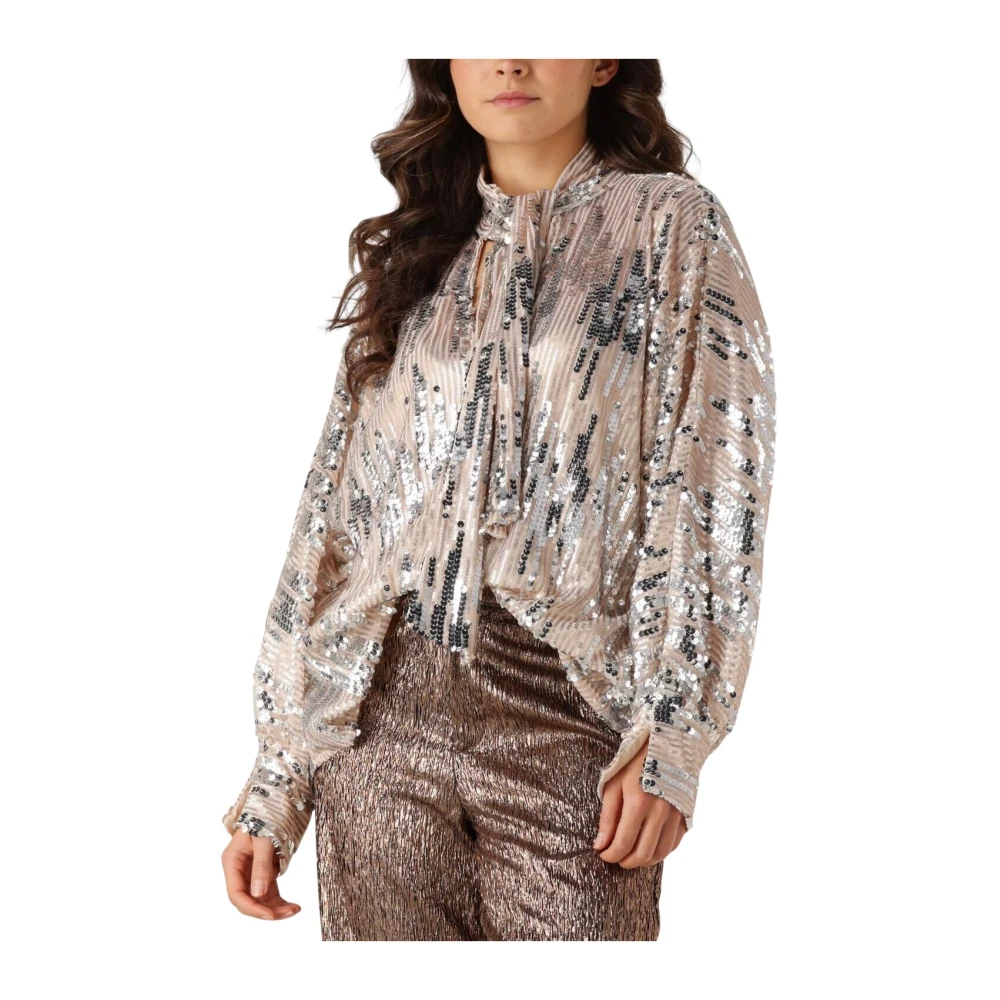 Amaya Amsterdam Glitter Blouse voor Glamoureuze Avonden Gray Dames