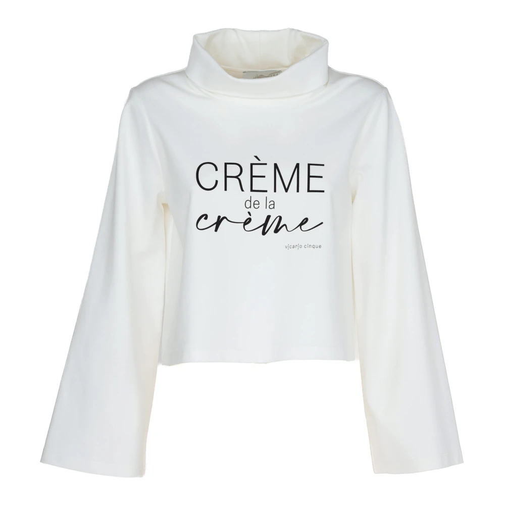 Vicario Cinque Logo Cropped Viscose T-shirt White Dames