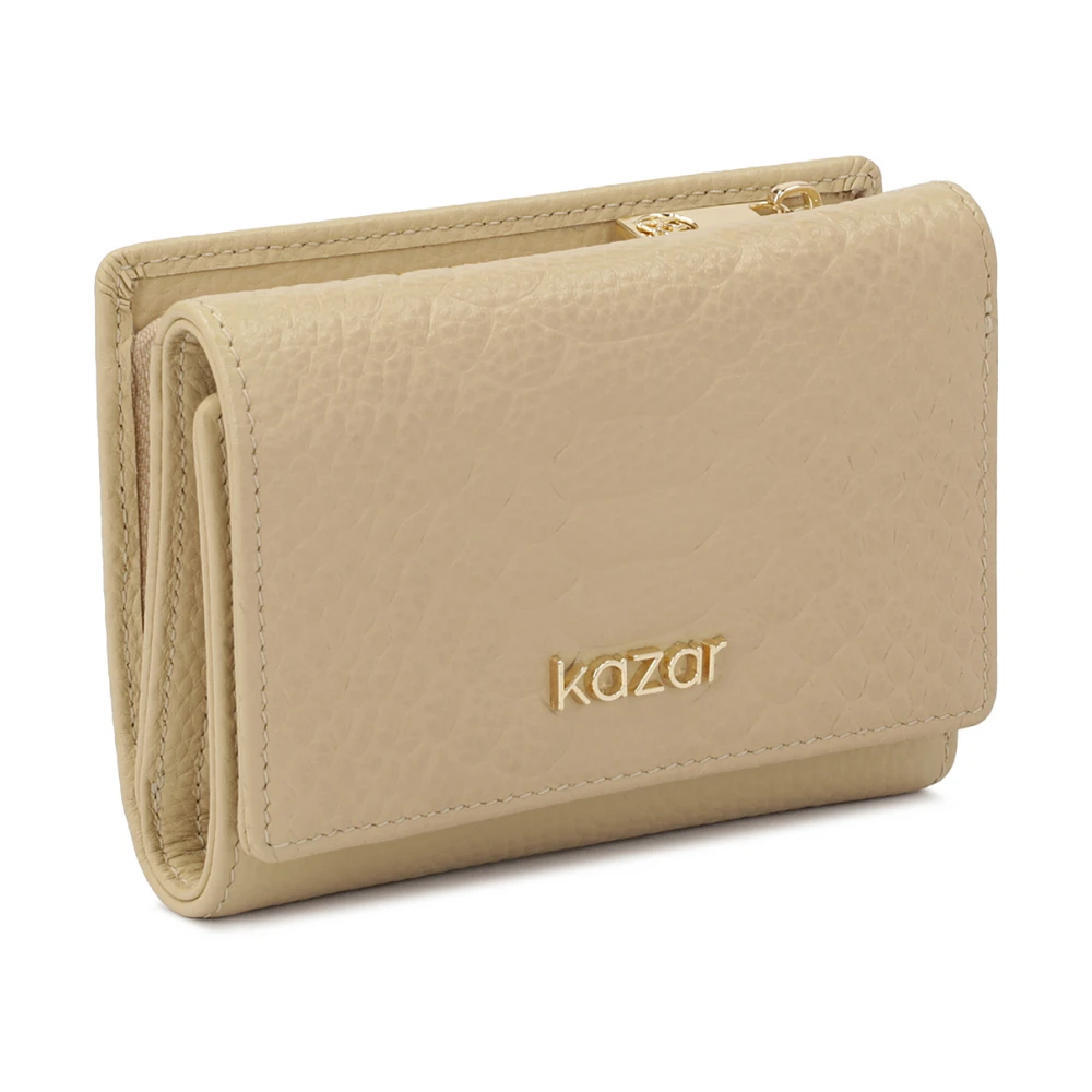 Kazar Compacte beige portemonnee met reliëfpatroon Beige Dames