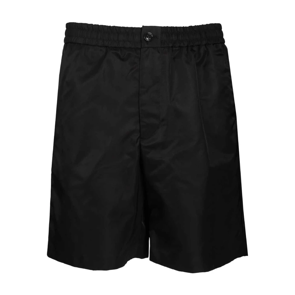 Ami Paris Men's Black Casual Shorts, L, Elasticated Waist De Coeur Stud Shorts