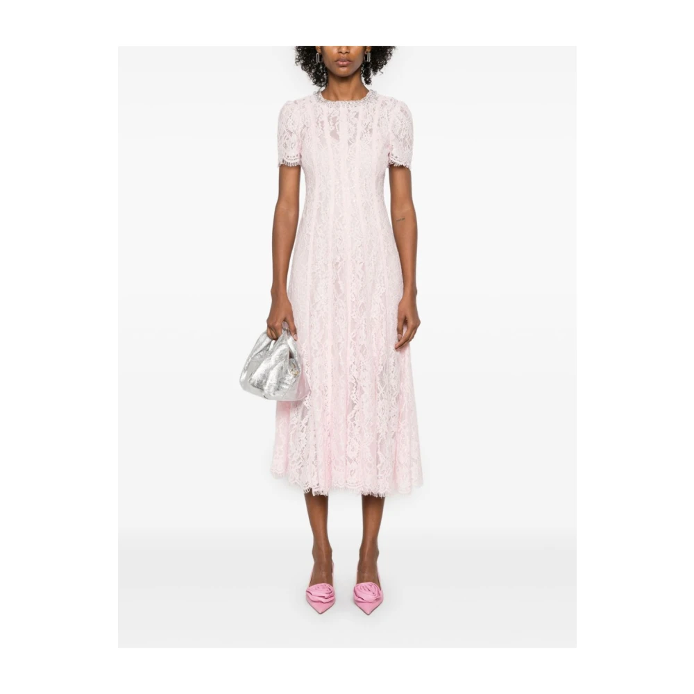 Self Portrait Roze Kant Flare Jurk met Strass Pink Dames