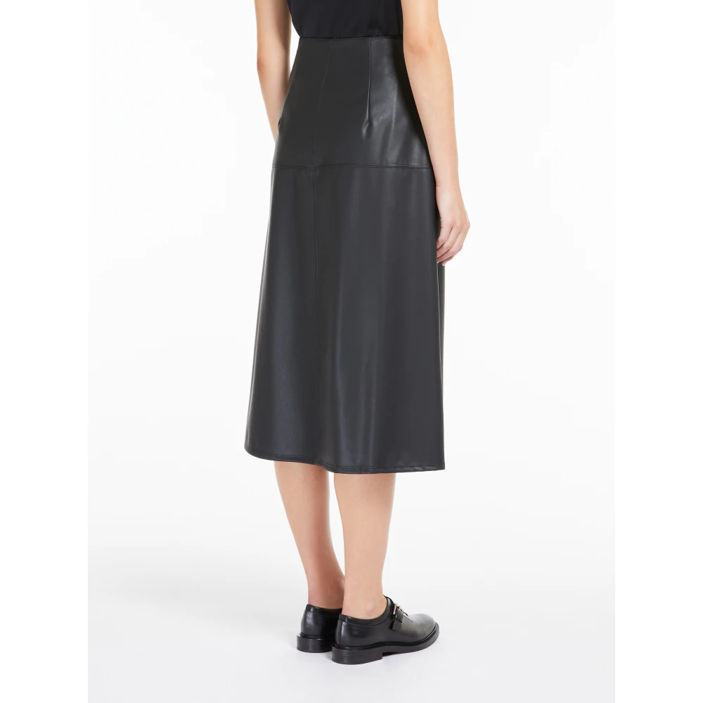 Max Mara Zwarte Uitlopende Midi Rok Black Dames
