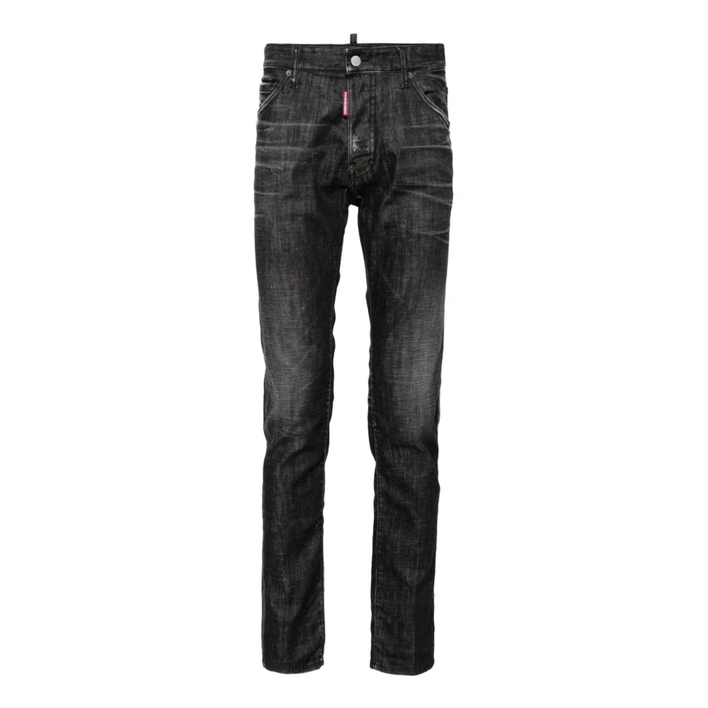 Dsquared2 Zwarte Slim Fit Katoenen Jeans met Vervaagd Effect Black Heren