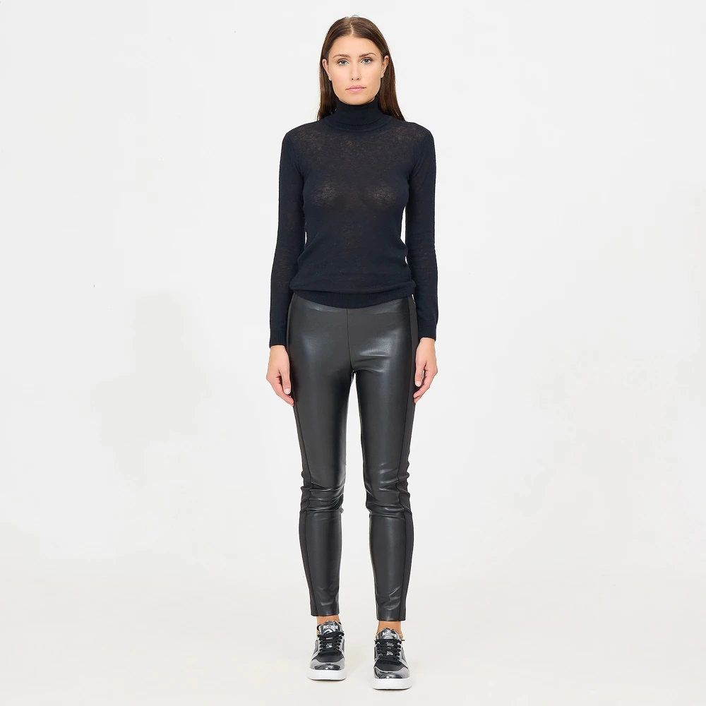 Ermanno Scervino Hoge taille imitatieleer leggings Black Dames