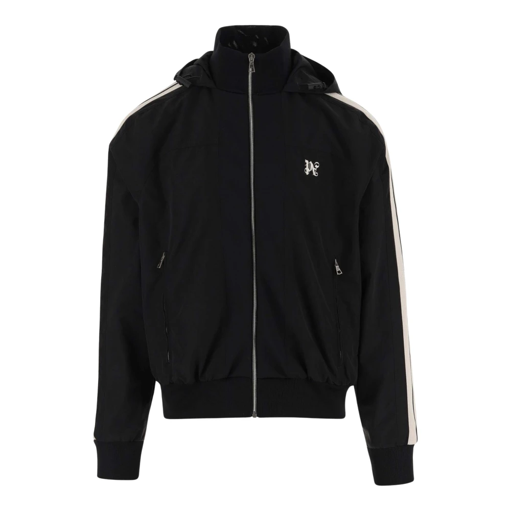 Palm Angels Zwart Monogram Nylon Track Jacket met capuchon Black Heren